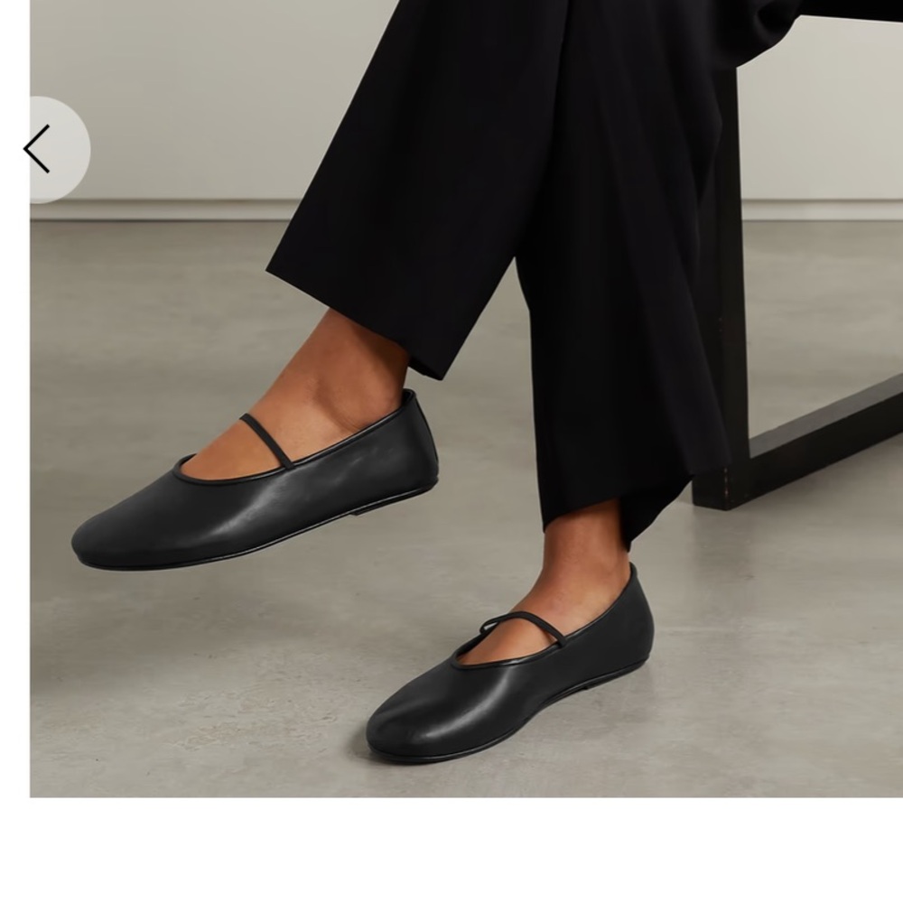 The Row Black Leather Flats